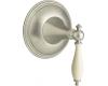 Kohler Finial Traditional K-T10304-4F-BN Brushed Nickel Transfer Valve Trim with Biscuit Accented Lever Handles