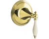 Kohler Finial Traditional K-T10304-4F-PB Polished Brass Transfer Valve Trim with Biscuit Accented Lever Handles