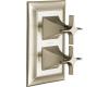 Kohler Memoirs Stately K-T10422-3S-BN Brushed Nickel Stacked Thermostatic Valve Trim with Stately Cross Handles