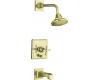 Kohler Pinstripe K-T13133-3A-AF French Gold Rite-Temp Pressure Balancing Tub & Shower Trim with Cross Handle