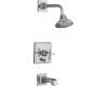 Kohler Pinstripe K-T13133-3A-CP Polished Chrome Rite-Temp Pressure Balancing Tub & Shower Trim with Cross Handle