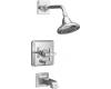 Kohler Pinstripe K-T13133-3B-CP Polished Chrome Rite-Temp Pressure Balancing Tub & Shower Trim with Grooved Cross Handle