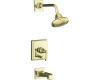 Kohler Pinstripe K-T13133-4B-AF French Gold Rite-Temp Pressure Balancing Tub & Shower Trim with Grooved Lever Handle