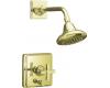 Kohler Pinstripe K-T13134-3B-AF French Gold Rite-Temp Pressure Balancing Shower Trim with Grooved Cross Handle