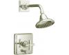 Kohler Pinstripe K-T13134-3B-SN Polsihed Nickel Rite-Temp Pressure Balancing Shower Trim with Grooved Cross Handle