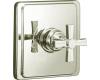 Kohler Pinstripe K-T13135-3B-SN Polsihed Nickel Pressure Balance Trim with Grooved Cross Handle