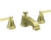 Kohler Pinstripe K-T13140-4B-AF French Gold Roman Tub Faucet Trim with Grooved Lever Handle