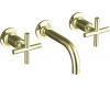 Kohler Purist K-T14412-3-AF French Gold Wall Mount Vessel Faucet with Cross Handles