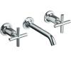 Kohler Purist K-T14413-3-AF French Gold Wall Mount Vessel Faucet with Cross Handles