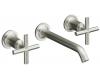 Kohler Purist K-T14413-3-BN Brushed Nickel Wall Mount Vessel Faucet with Cross Handles