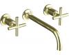 Kohler Purist K-T14414-3-AF French Gold Wall Mount Vessel Faucet with Cross Handles