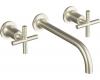 Kohler Purist K-T14414-3-BN Brushed Nickel Wall Mount Vessel Faucet with Cross Handles