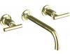 Kohler Purist K-T14414-4-AF French Gold Wall Mount Vessel Faucet with Lever Handles