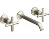 Kohler Purist K-T14415-3-BN Brushed Nickel Wall Mount Vessel Faucet with Cross Handles