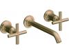 Kohler Purist K-T14415-3-BV Brushed Bronze Wall Mount Vessel Faucet with Cross Handles