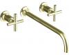 Kohler Purist K-T14416-3-AF French Gold Wall Mount Vessel Faucet with Cross Handles