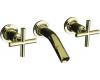 Kohler Purist Laminar K-T14419-3-AF French Gold Wall Mount Vessel Faucet with Cross Handles