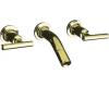 Kohler Purist Laminar K-T14419-4-AF French Gold Wall Mount Vessel Faucet with Lever Handles