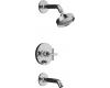 Kohler Purist K-T14420-3-CP Polished Chrome Rite-Temp Pressure Balancing Tub & Shower Trim with Cross Handles