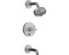 Kohler Purist K-T14420-3-G Brushed Chrome Rite-Temp Pressure Balancing Tub & Shower Trim with Cross Handles