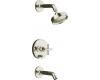 Kohler Purist K-T14420-3-SN Polished Nickel Rite-Temp Pressure Balancing Tub & Shower Trim with Cross Handles