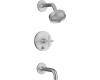 Kohler Purist K-T14421-3-G Brushed Chrome Rite-Temp Pressure Balancing Tub & Shower Trim with Cross Handles