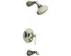 Kohler Finial Traditional K-T312-4F-SN Polished Nickel Rite-Temp Pressure Balancing Tub & Shower Trim with Biscuit Accented Lever Handles
