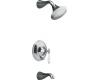Kohler Finial Traditional K-T312-4P-CP Polished Chrome Rite-Temp Pressure Balancing Tub & Shower Trim with White Accented Lever Handles