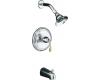 Kohler Devonshire K-T395-4-CB Brushed Nickel/Polished Brass Rite-Temp Pressure Balancing Tub & Shower Trim with Lever Handle