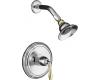 Kohler Devonshire K-T396-4-CB Brushed Nickel/Polished Brass Rite-Temp Pressure Balancing Shower Trim with Lever Handle