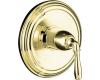 Kohler Devonshire K-T397-4-PB Polished Brass Rite-Temp Pressure Balance Trim with Lever Handle