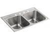 Kohler Toccata K-3847-3 Double Bowl Top-Mount Kitchen Sink with Three Hole Drillings