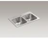 Kohler Eventide K-5797-1 Double Equal Dual-Mount Kitchen Sink with Basin Rack and Single Faucet Drilling
