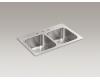 Kohler Eventide K-5797-3 Double Equal Dual-Mount Kitchen Sink with Basin Rack and Three-Hole Faucet Drilling