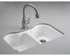 Kohler Hartland K-5818-5U-0 White Double Equal Undercounter Sink with Five-Hole Faucet Drilling
