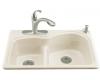Kohler Woodfield K-5839-4-20 Suede Smart Divide Self-Rimming Kitchen Sink with Large/Medium Basins and Four-Hole Faucet Drilling