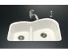 Kohler Woodfield K-5839-5U-20 Suede Smart Divide Undercounter Kitchen Sink with Medium/Large Basins and Five-Hole Faucet Drilling
