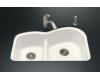 Kohler Woodfield K-5839-5U-FP Caviar Smart Divide Undercounter Kitchen Sink with Medium/Large Basins and Five-Hole Faucet Drilling