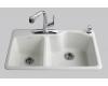 Kohler Wheatland K-5870-2-FE Frost Self-Rimming Offset Double Basin Sink with 2-Hole Faucet Drilling