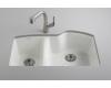 Kohler Wheatland K-5870-5U-33 Mexican Sand Undercounter Offset Double Basin Sink with Five-Hole Faucet Drilling