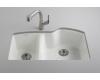 Kohler Wheatland K-5870-5U-KA Black 'n Tan Undercounter Offset Double Basin Sink with Five-Hole Faucet Drilling