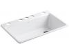 Kohler Riverby K-5871-5UA3-0 White Single Bowl Undermount Kitchen Sink with Accessories