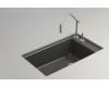 Kohler Indio K-6410-2K-58 Thunder Grey Undercounter Single-Basin Sink with Two-Hole Faucet Drilling