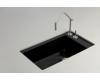 Kohler Indio K-6410-2K-7 Black Black Undercounter Single-Basin Sink with Two-Hole Faucet Drilling