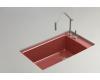 Kohler Indio K-6410-2K-R1 Roussillon Red Undercounter Single-Basin Sink with Two-Hole Faucet Drilling