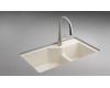 Kohler Indio K-6411-1-20 Suede Undercounter Double Offset Basin Kitchen Sink with Single-Hole Faucet Drilling