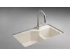 Kohler Indio K-6411-1-30 Iron Cobalt Undercounter Double Offset Basin Kitchen Sink with Single-Hole Faucet Drilling