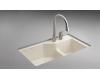 Kohler Indio K-6411-2-20 Suede Undercounter Double Offset Basin Kitchen Sink with Two-Hole Faucet Drilling
