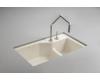 Kohler Indio K-6411-2K-33 Mexican Sand Undercounter Double Offset Basin Kitchen Sink with Two-Hole Faucet Drilling