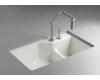 Kohler Indio K-6411-2K-FF Sea Salt Undercounter Double Offset Basin Kitchen Sink with Two-Hole Faucet Drilling